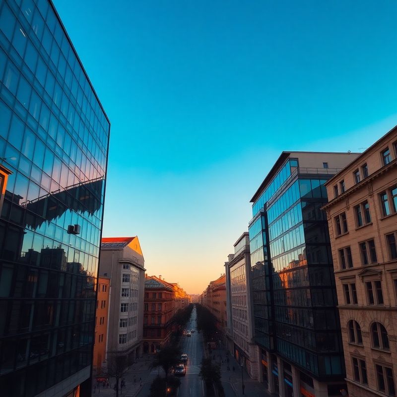 Aerial view of Timișoara city centre at golden hour