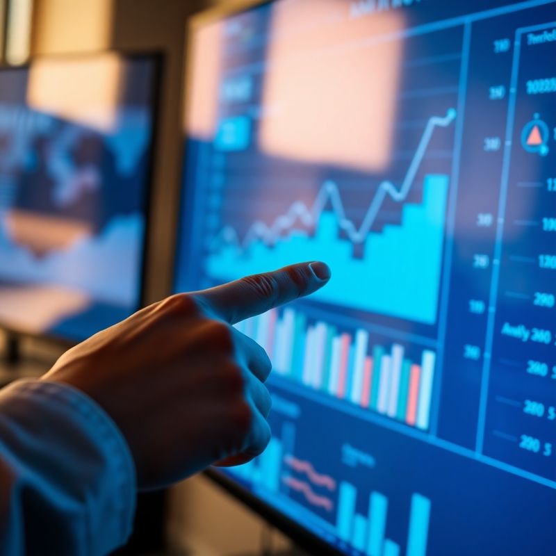 Analytics dashboard showing upward ranking movement on a large screen